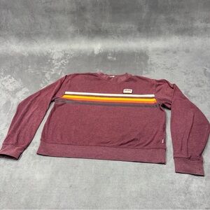 Vans burgundy Maroon Crewneck Sweatshirt with horizontal Stripes retro womens M